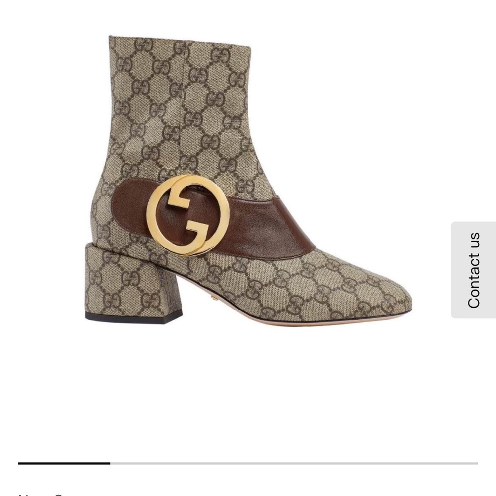 Gucci Brown GG Canvas and Dark Brown Leather Ankle Boots with Gold GG Emblem - Picture 5 of 5